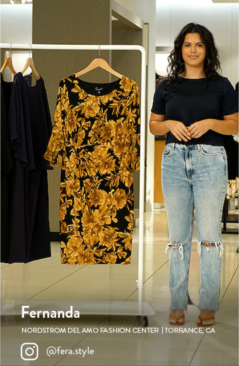 Floral Knit Faux Wrap Dress, sales video thumbnail