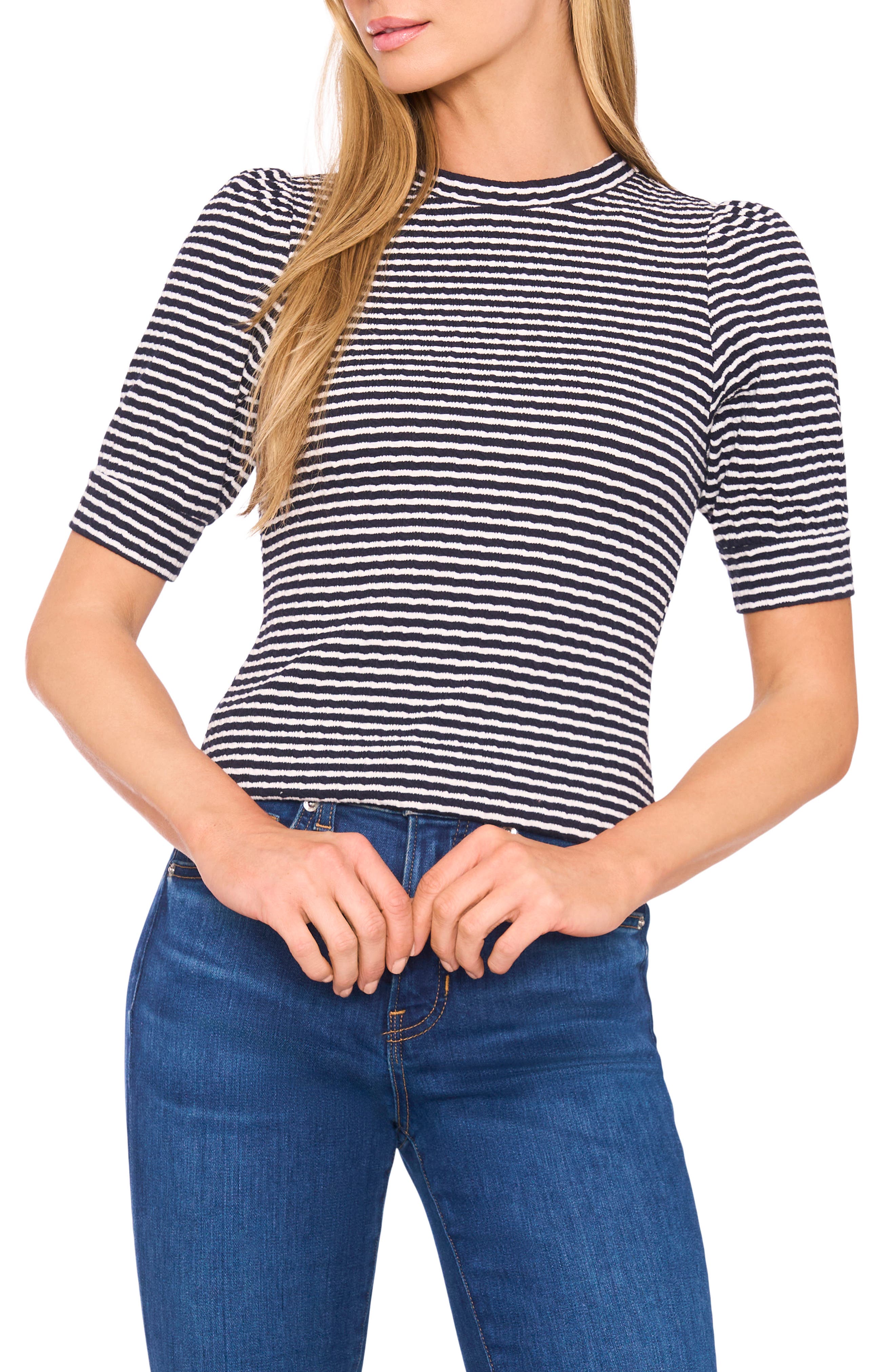 Stripe Puff Sleeve T-Shirt