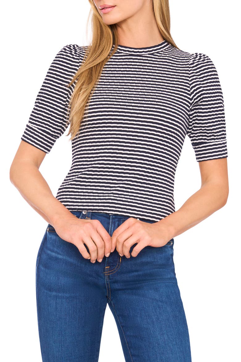 Stripe Puff Sleeve T-Shirt, Main, color, BARITONE BLUE