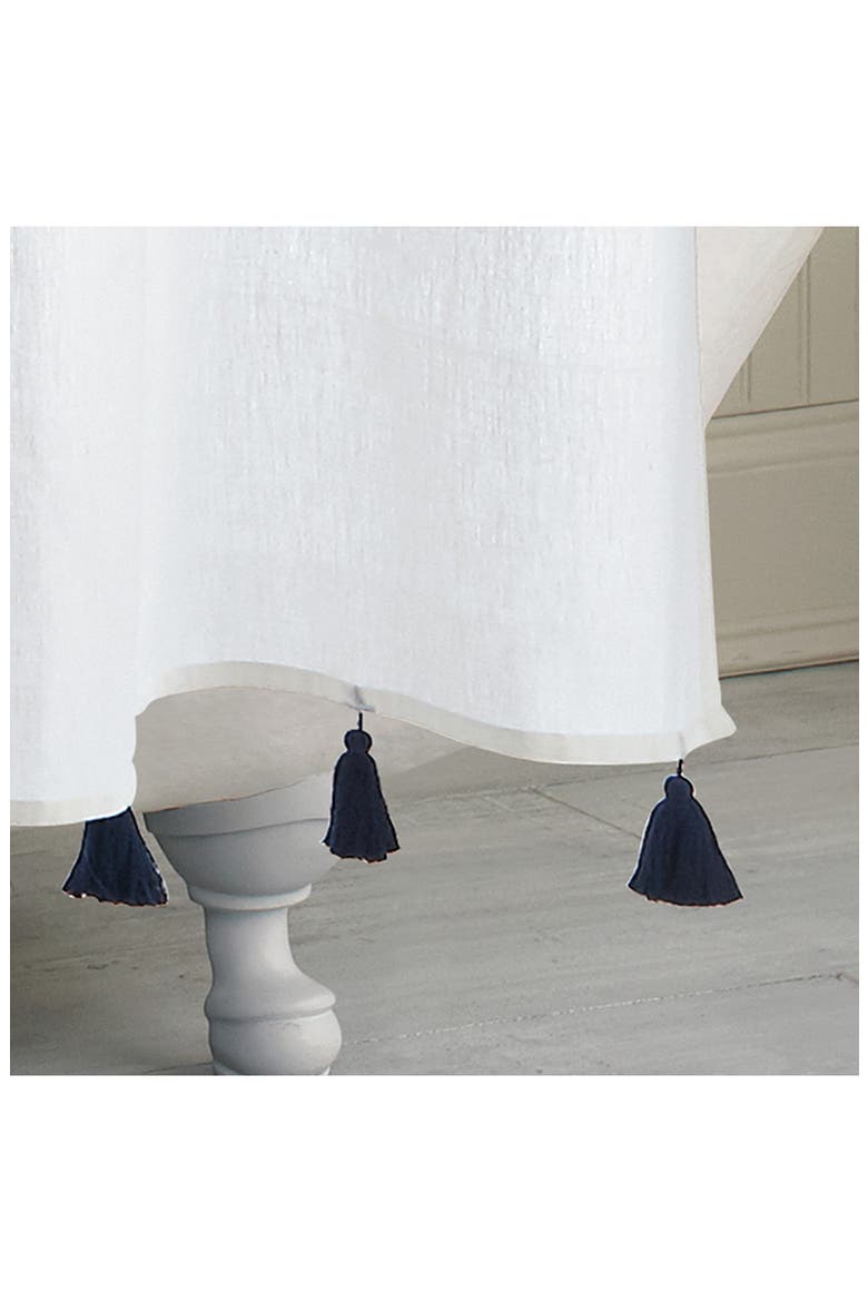 Panama Stripe Shower Curtain, Alternate, color, NAVY