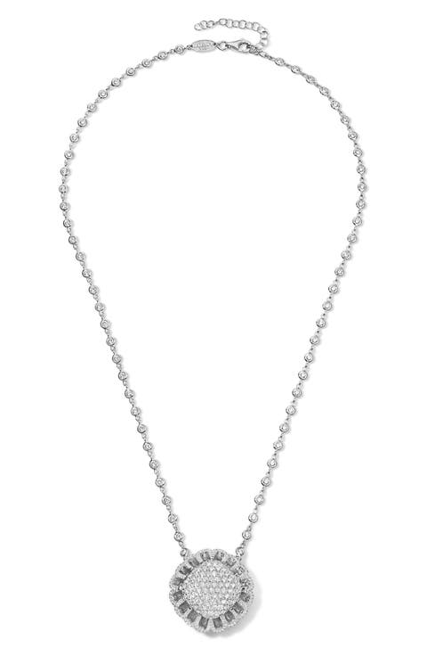 Floating All Diamond Pendant Necklace