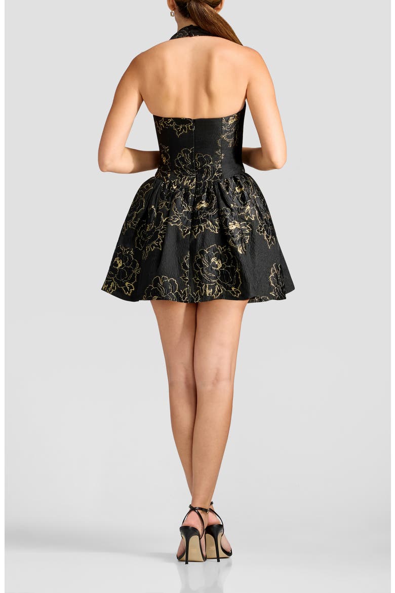 Lyssa Crink Taffeta Fit & Flare Party Dress, Alternate, color, BLACK-GOLD