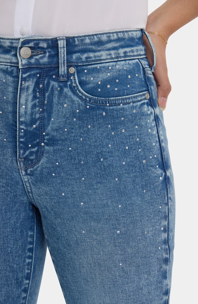 NYDJ Marilyn Embellished Frayed High Waist Ankle Straight Leg Jeans, Alternate, color, Washed Crystal