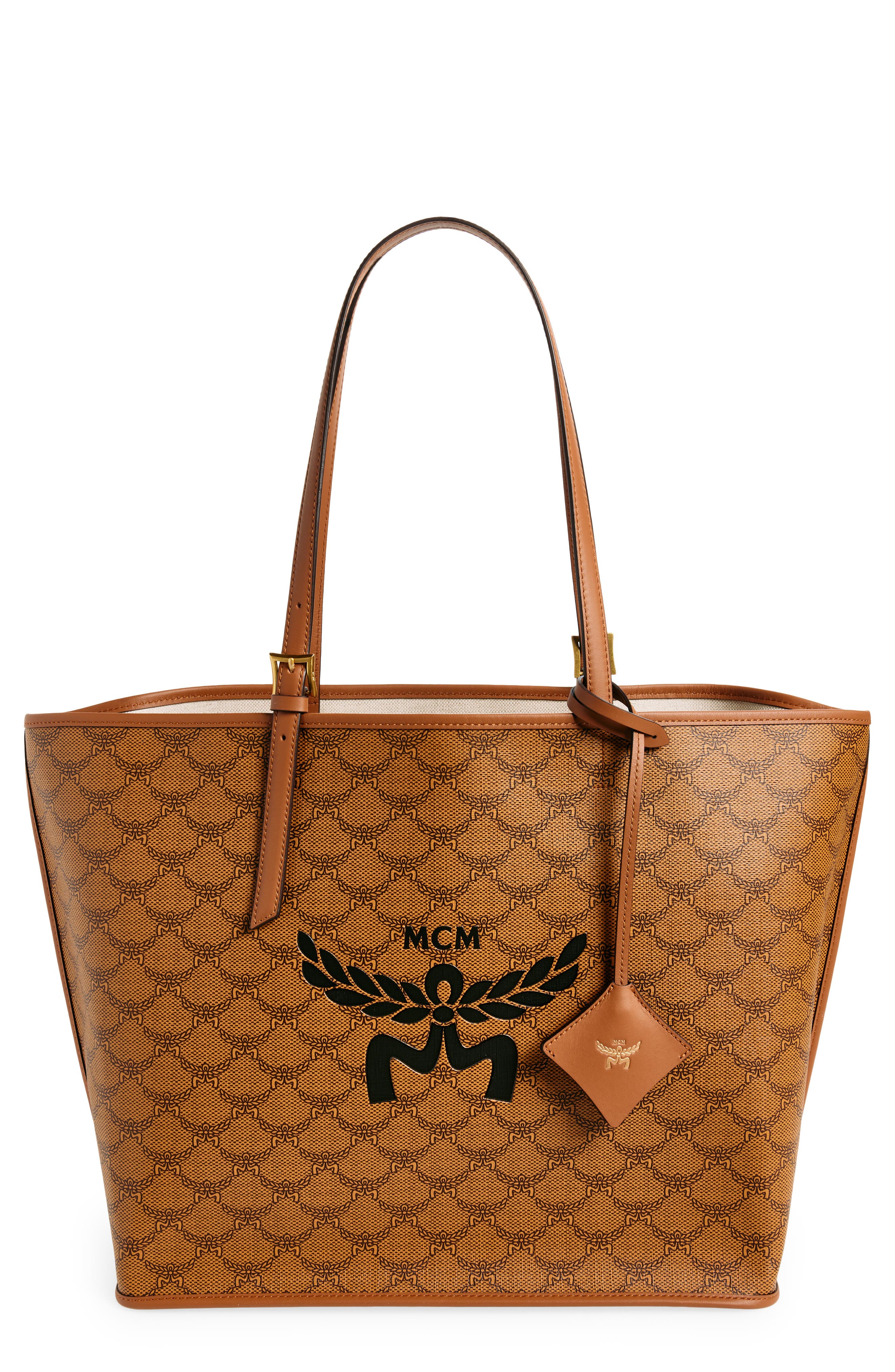 MCM Himmel Lauretos Coated Canvas Shopper Bag, Main, color, 