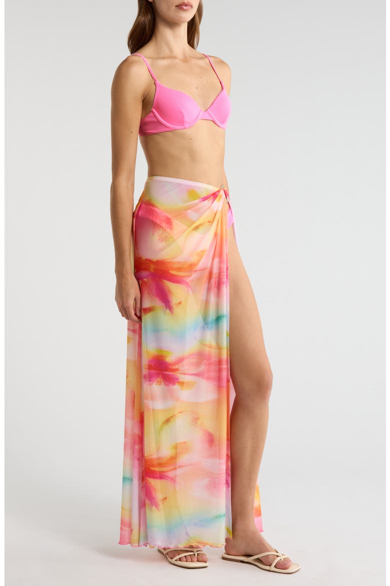 Sheer Mesh Cover-Up Maxi Skirt, Alternate, color, FRANGIPANI SWIRL