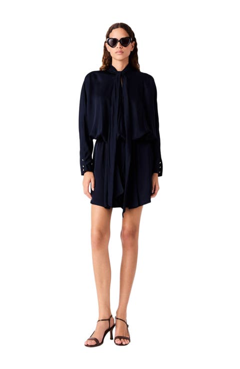 Short Draped Satin Dress