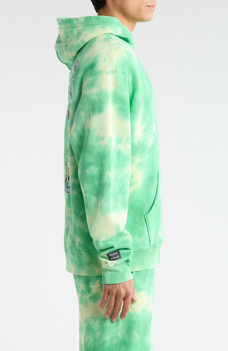 Malbon Golf Grateful Dead Fesque Tie Dye Graphic Hoodie, Alternate, color, Green Tie Dye