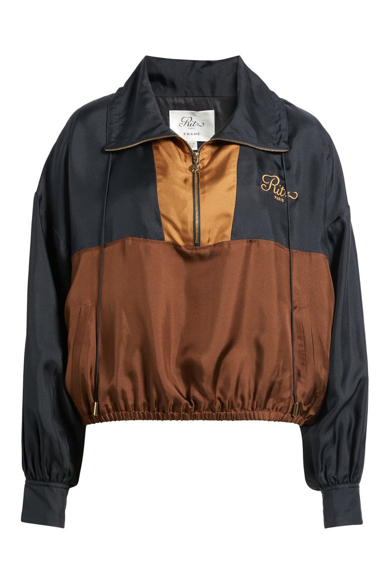 x The Ritz Paris Silk Half Zip Jacket, Alternate, color, DARK NAVY MULTI