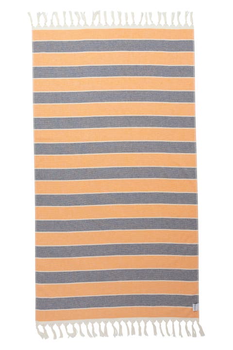Multi Stripe Terry Cloth Lined Turkish Towel