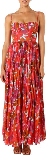 Achanti Print Pleated Maxi Dress