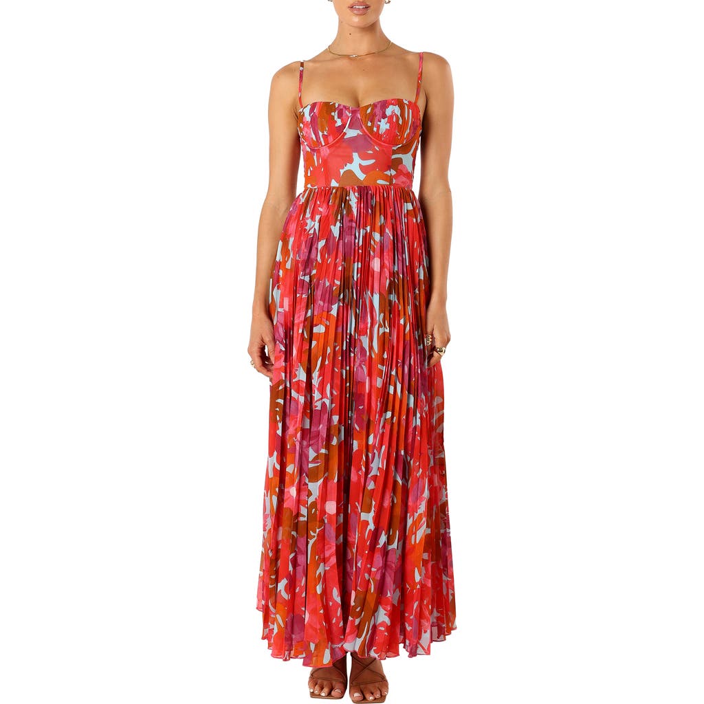 Petal & Pup Achanti Print Pleated Maxi Dress in Pink Azalea  product