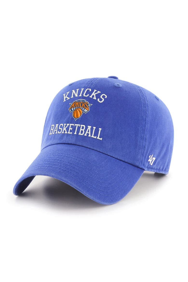Men's '47  Blue New York Knicks Archway Clean Up Adjustable Hat, Main, color, Blue