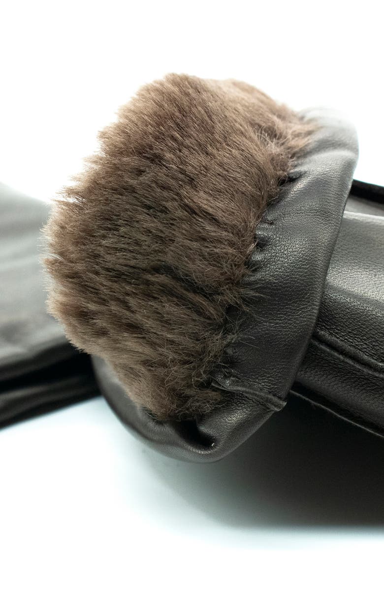 Portolano Faux Fur Trim Gloves, Alternate, color, Teak/Brown