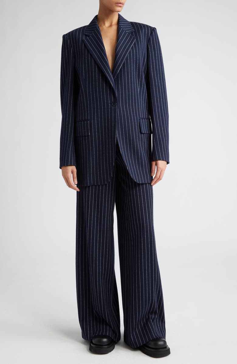 Max Mara Aceri Pinstripe Cotton, Cashmere 
Silk Blazer, Alternate, color, 