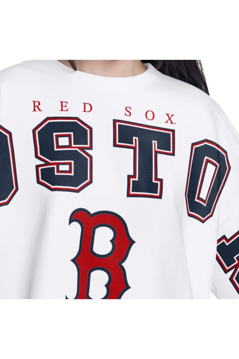 Women's G-III 4Her by Carl Banks White Boston Red Sox Bleachers Cropped Pullover Sweatshirt, Alternate, color, White