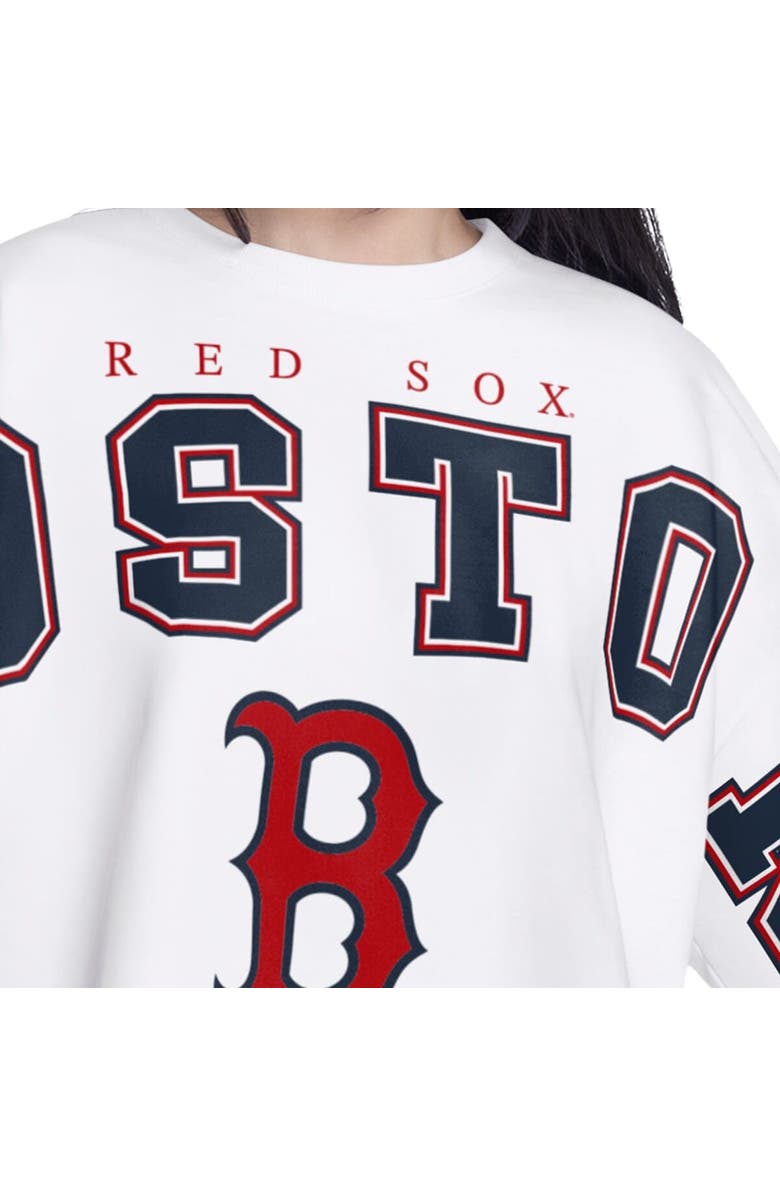 G-III 4HER BY CARL BANKS Women's G-III 4Her by Carl Banks White Boston Red Sox Bleachers Cropped Pullover Sweatshirt, Alternate, color, White