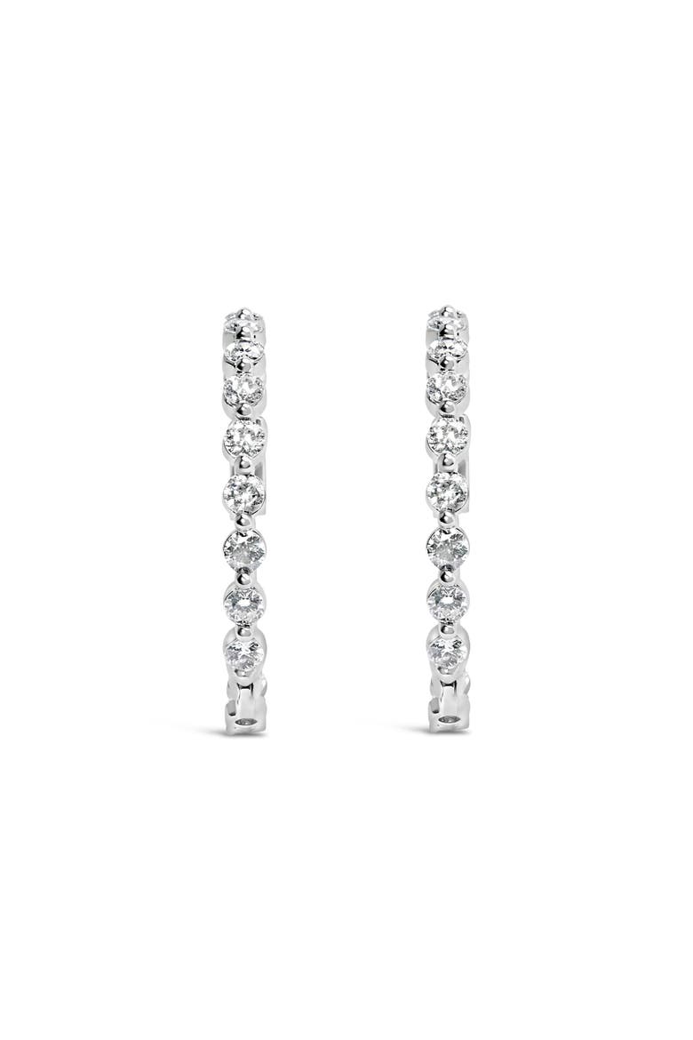 14K White Gold 5.00 Cttw Lab Grown Diamond Inside-Out Hoop Earring, Alternate, color, White