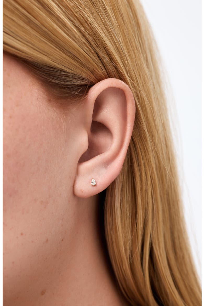 Solid Yellow Gold - Diamond Pear Flatback Studs, Alternate, color, Gold