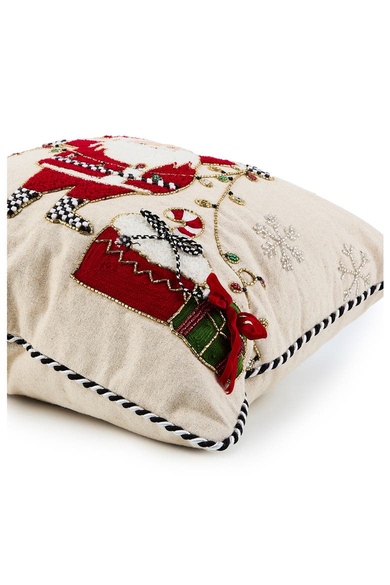 Santa with Tree Lights Accent Pillow, Alternate, color, BEIGE