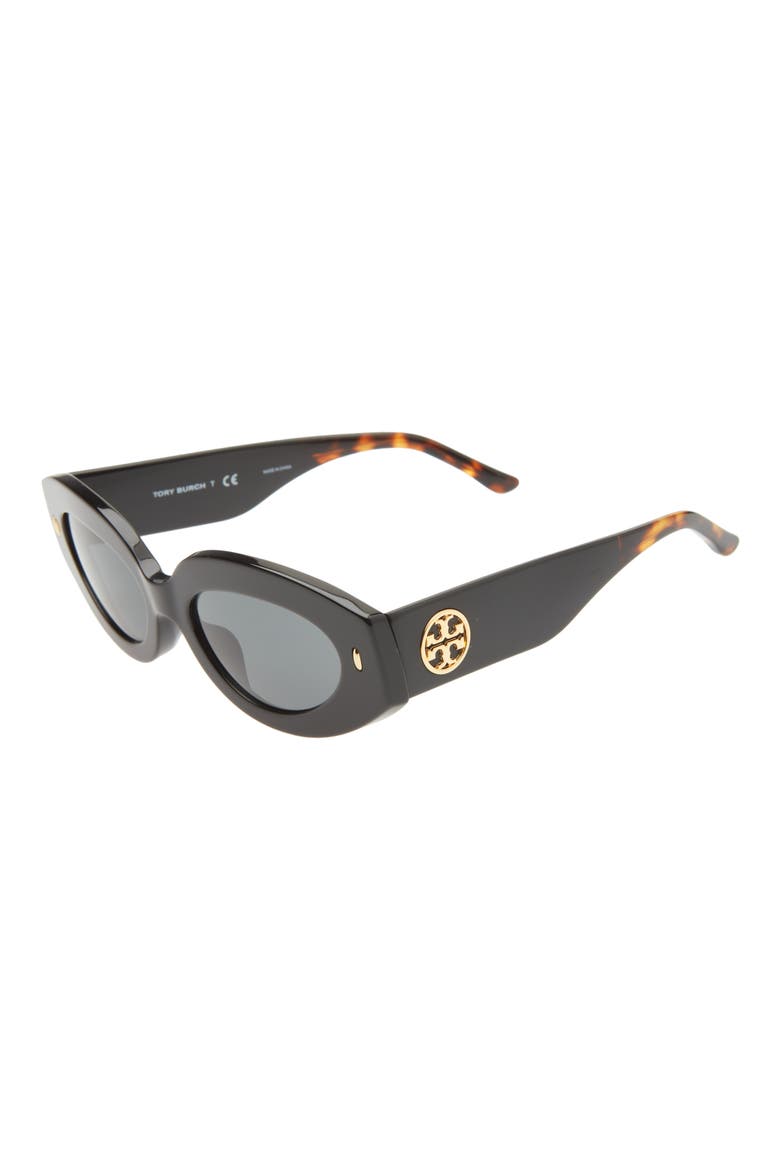 51mm Oval Sunglasses, Alternate, color, BLACK