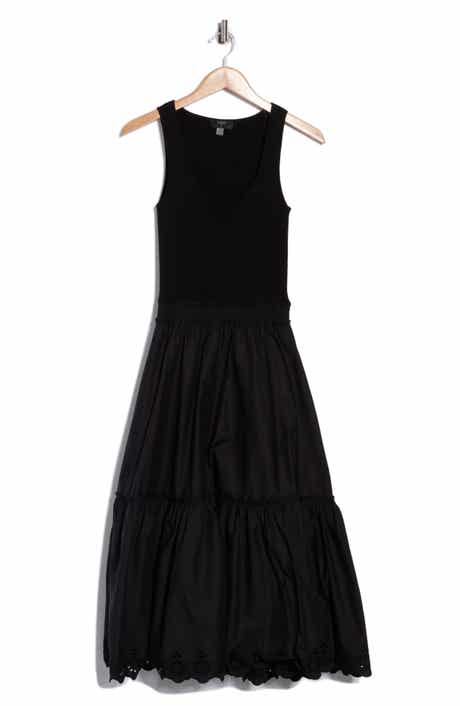 T Tahari V-Neck Sleeveless Mixed Media Dress