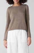 Eileen Fisher Jewel Neck Organic Cotton Blend Sweater