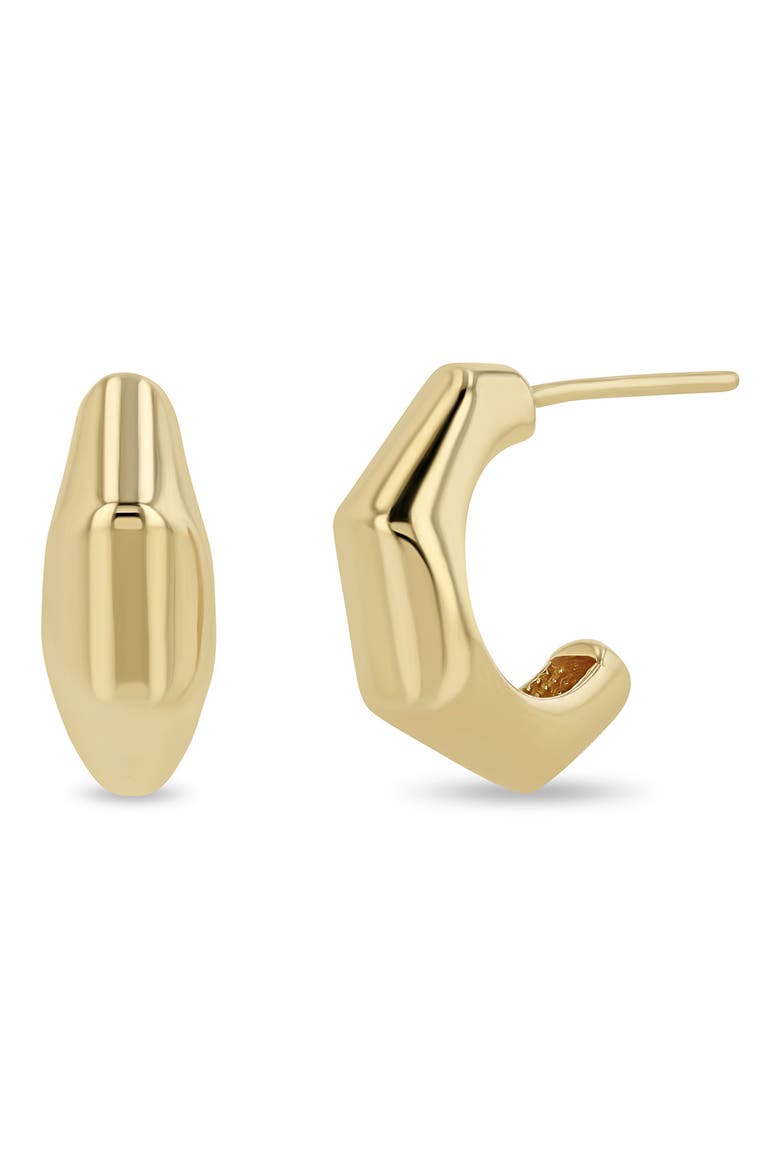 14K Yellow Gold Bamboo Huggie Hoop Earrings, Main, color, YELLOW GOLD
