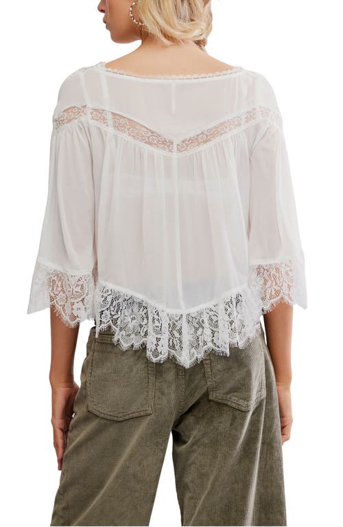 Free People Bali Midnight Rain Lace Trim Top In White