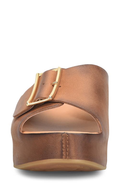 Kork-ease ® York Platform Slide Sandal In Brown Leather