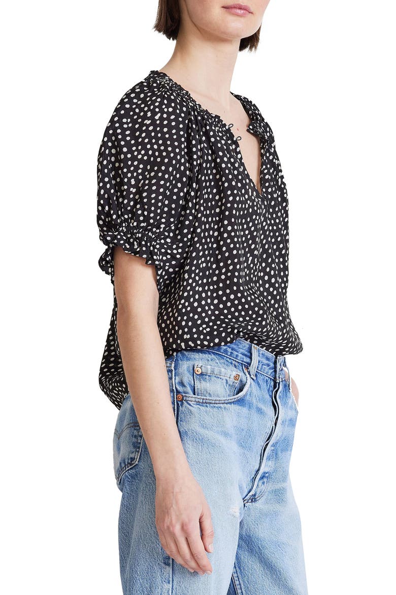 Las Casas Dot Print Blouse, Alternate, color, BLACK DOT