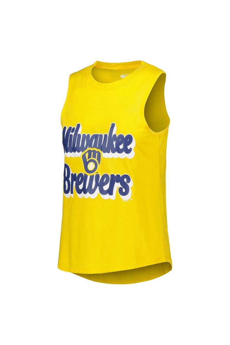 Women's Concepts Sport Navy/Gold Milwaukee Brewers Wordmark Meter Muscle Tank Top & Pants Sleep Set, Alternate, color, Navy