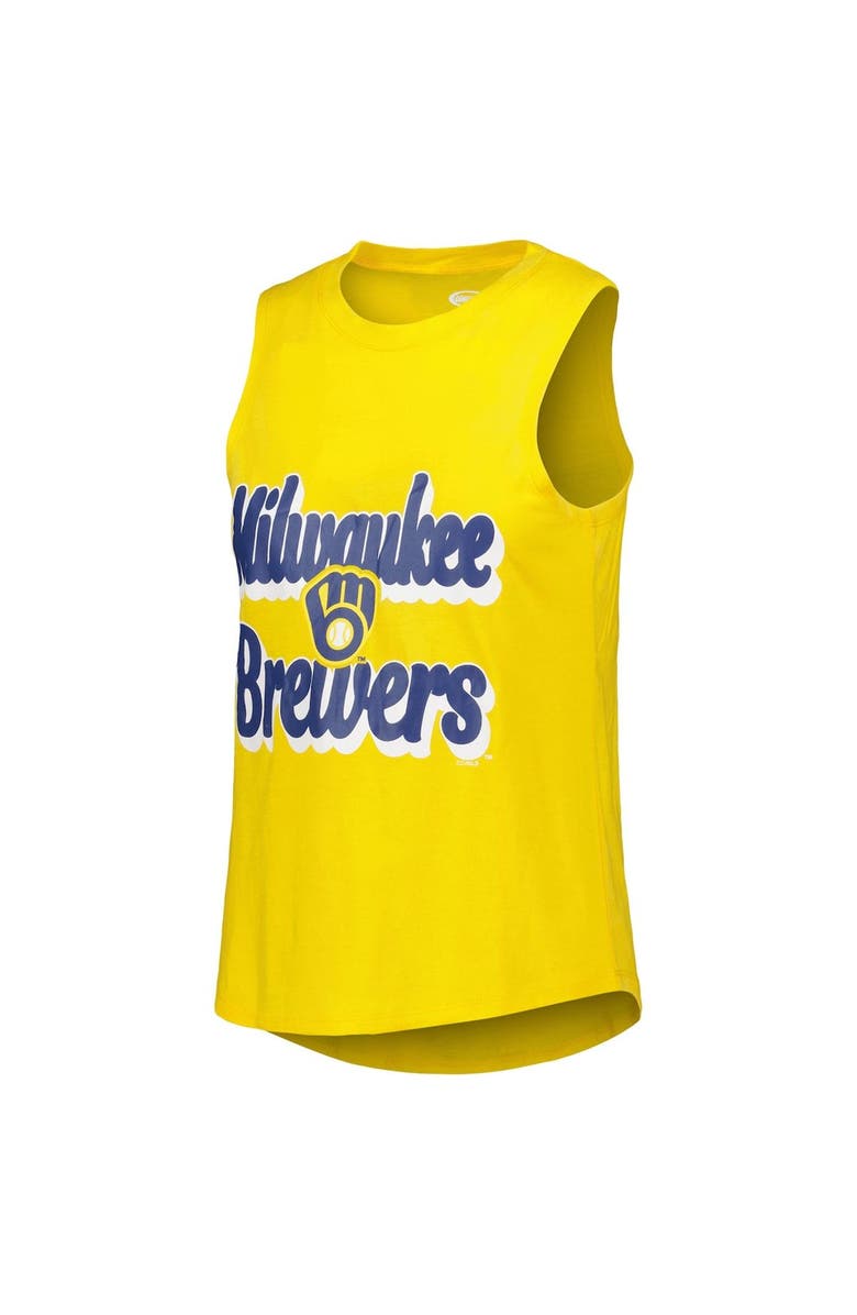 CONCEPTS SPORT Women's Concepts Sport Navy/Gold Milwaukee Brewers Wordmark Meter Muscle Tank Top & Pants Sleep Set, Alternate, color, Navy