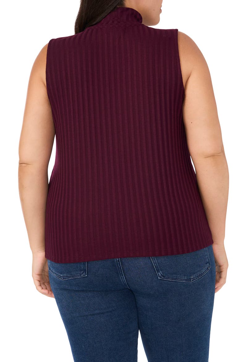 Rib Mock Neck Sleeveless Top, Alternate, color, SPICED WINE BURGUNDY