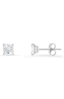 Queen Jewels 10K Gold Princess Cut Cubic Zirconia Stud Earrings