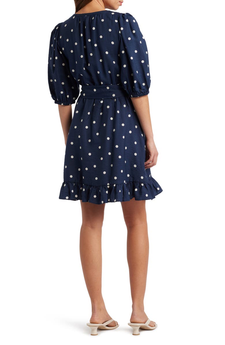 Caslon<sup>®</sup> Pintuck Tie Waist Dress, Alternate, color, Navy- Ivory Disorderly Dot