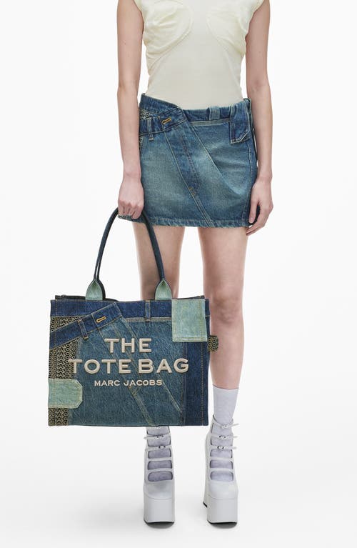 Marc Jacobs The Large Denim Tote Bag In Indigo Multi