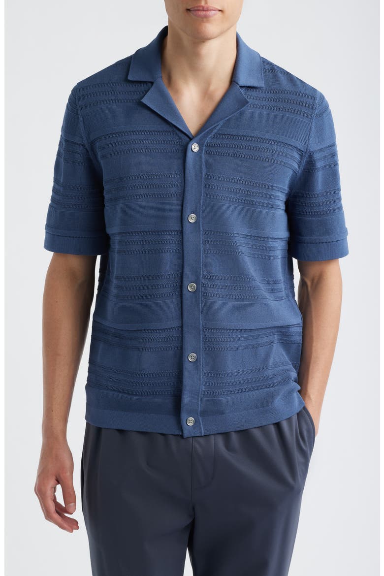 Darsham Textured Stripe Camp Collar Cardigan, Main, color, AIRFORCE BLUE