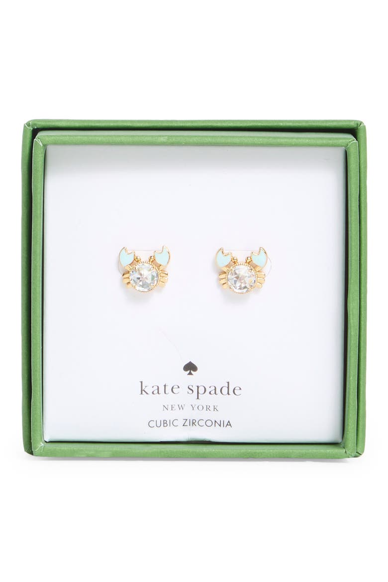 crab stud earrings, Main, color, BLUE / GOLD