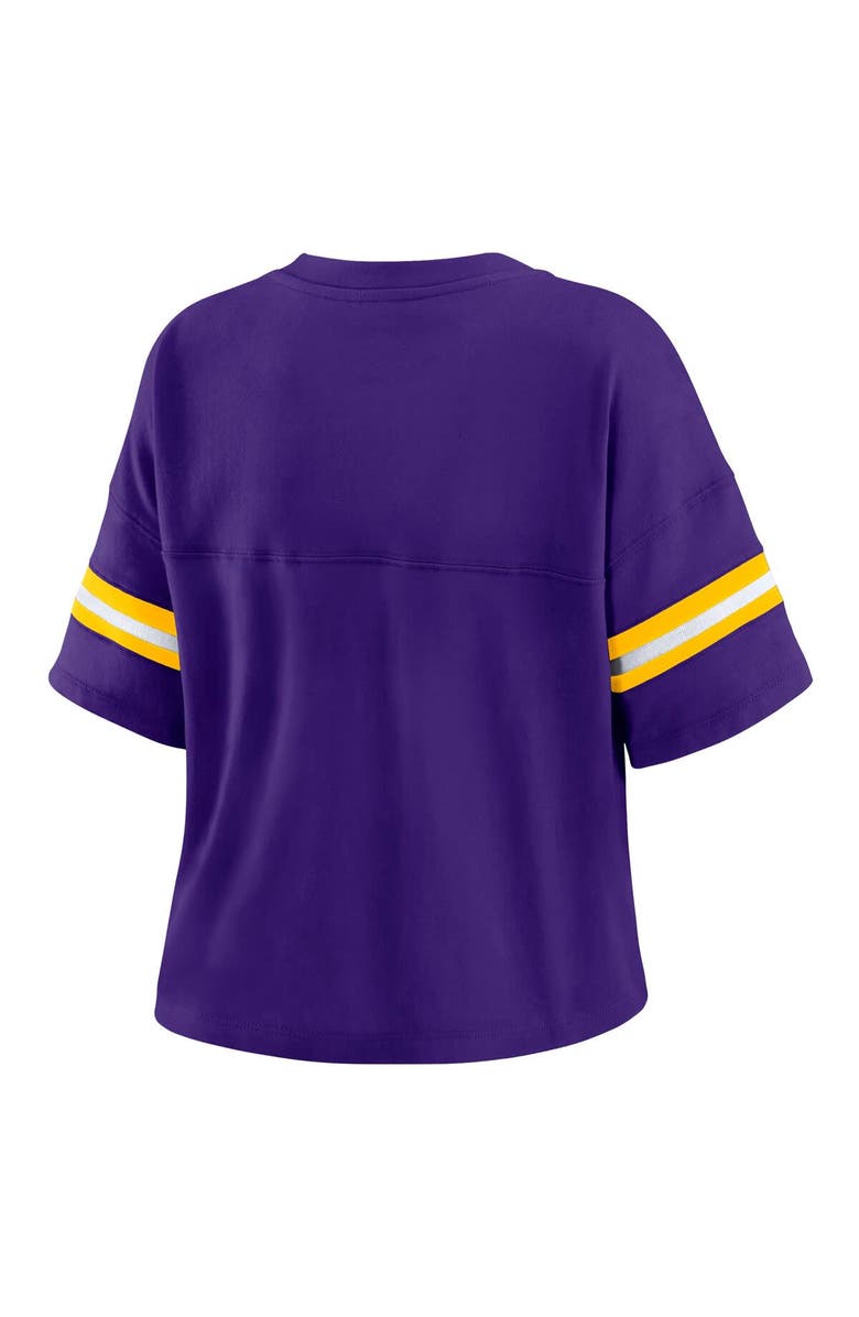 WEAR by Erin Andrews Women's WEAR by Erin Andrews Purple Los Angeles Lakers Color Block Boxy V-Neck T-Shirt, Alternate, color,