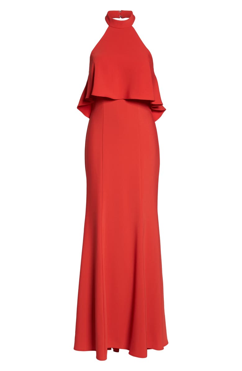 Xscape Evenings Xscape Crepe Popover Halter Gown, Alternate, color, 