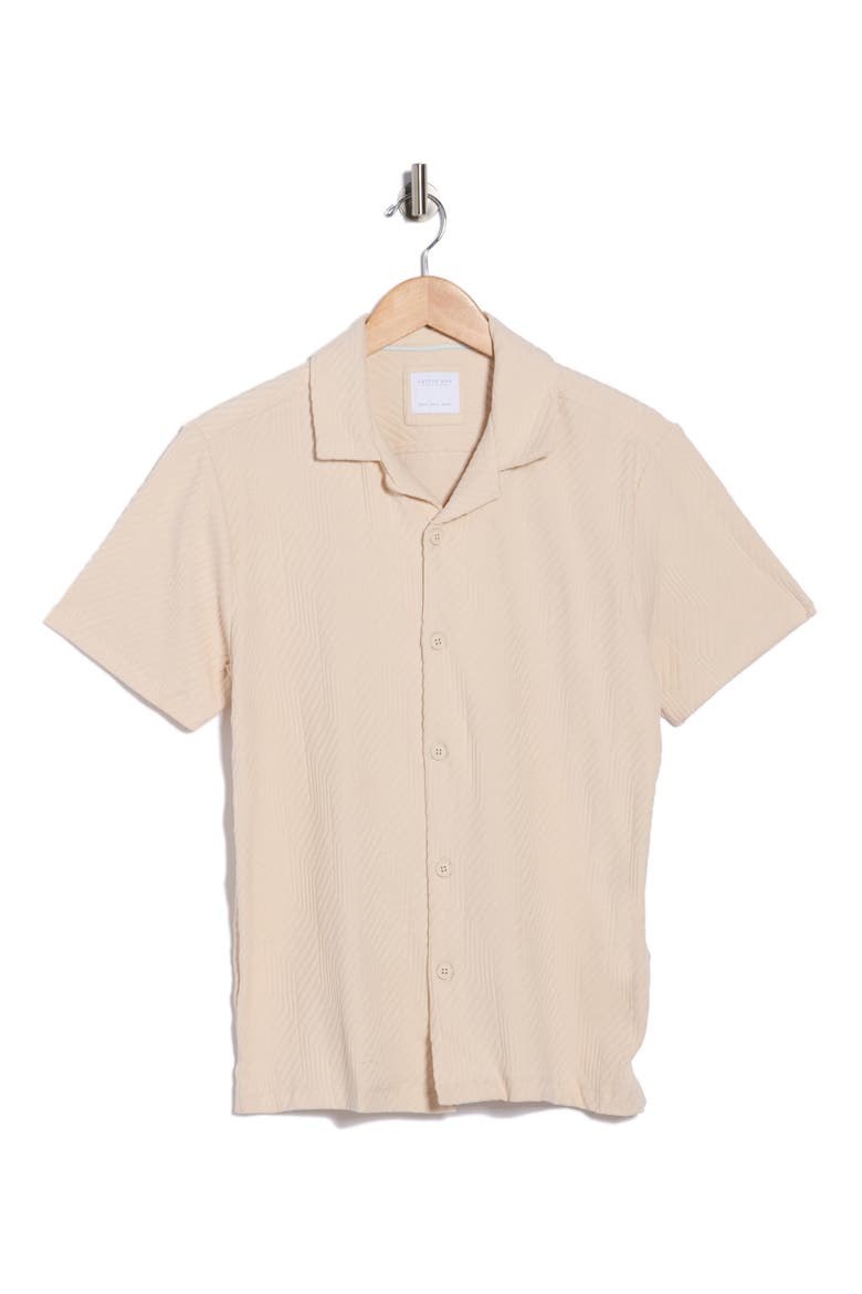 Horizontal Stripe Textured Camp Shirt, Alternate, color, SAND
