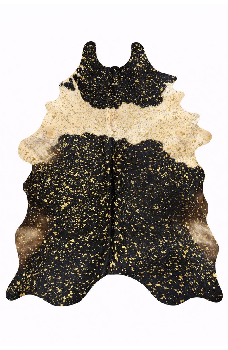 Rhacam Eco Hides RH Rugs Luma Metallic Gold Cowhide Rug 8'0" × 6'2", Main, color, Metallic Gold