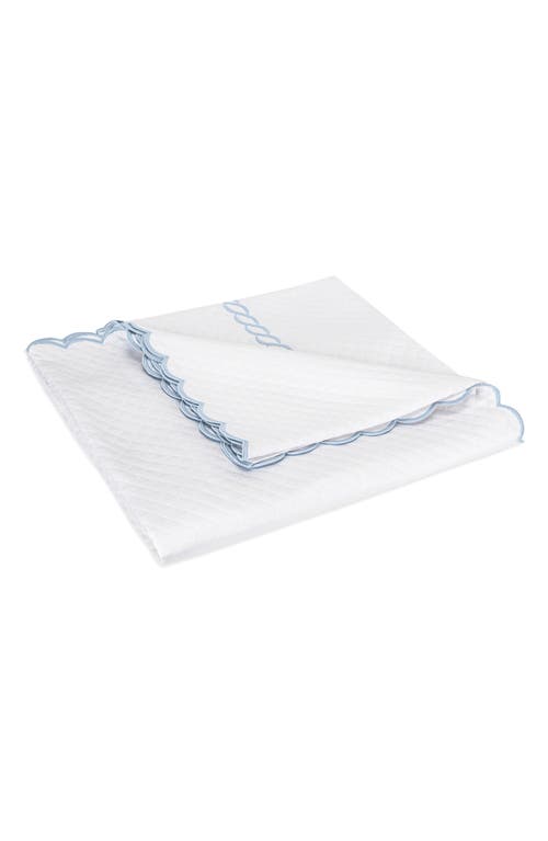 Matouk Classic Chain Scallop Matelassé Coverlet In Light Blue