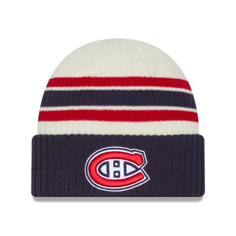 Men's New Era  Cream/Navy Montreal Canadiens Vintage Cuffed Knit Hat