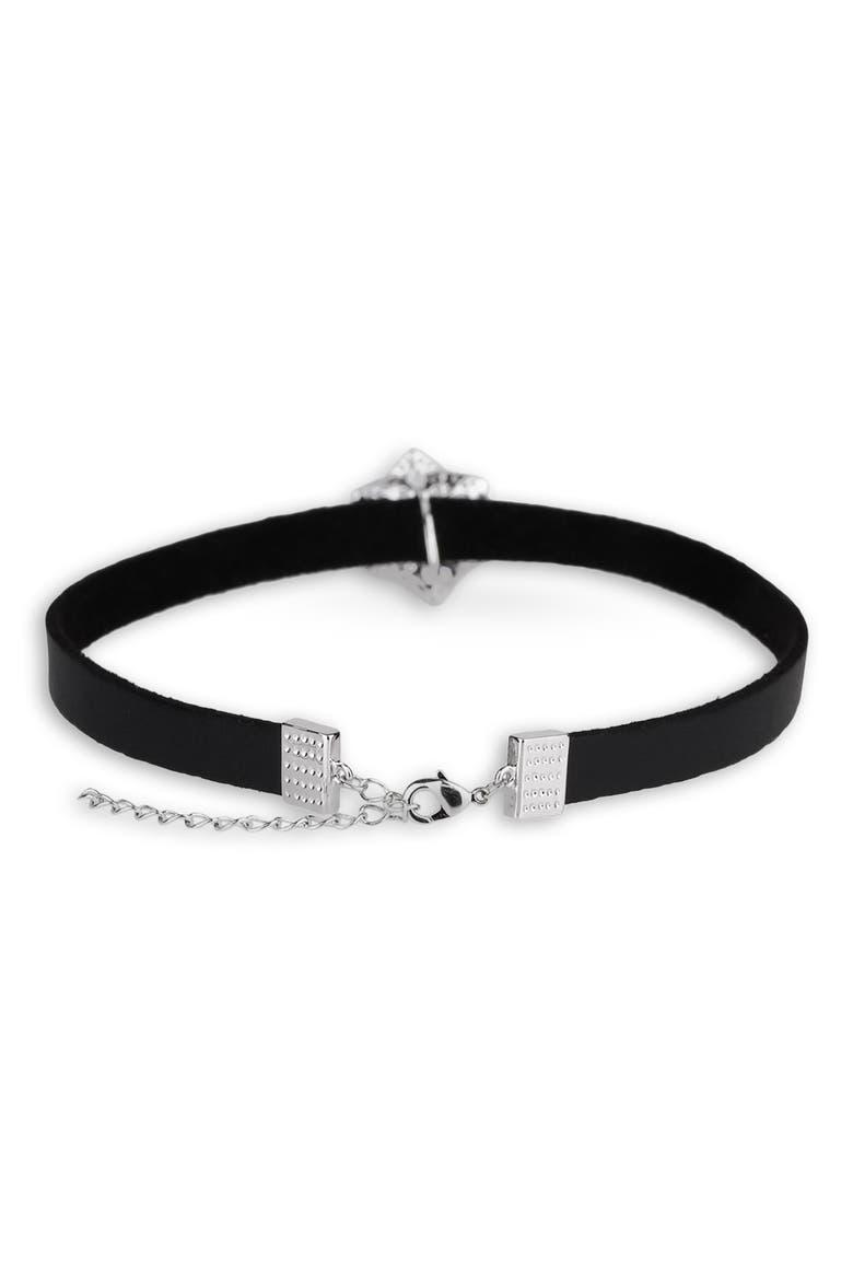 Western Chic Flower Charm Choker Necklace, Alternate, color, BLACK