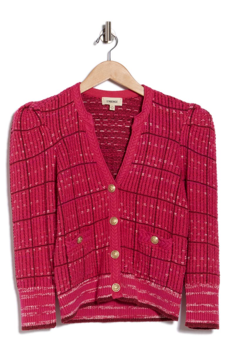 L'AGENCE Jenni Puff Shoulder Cardigan, Alternate, color,