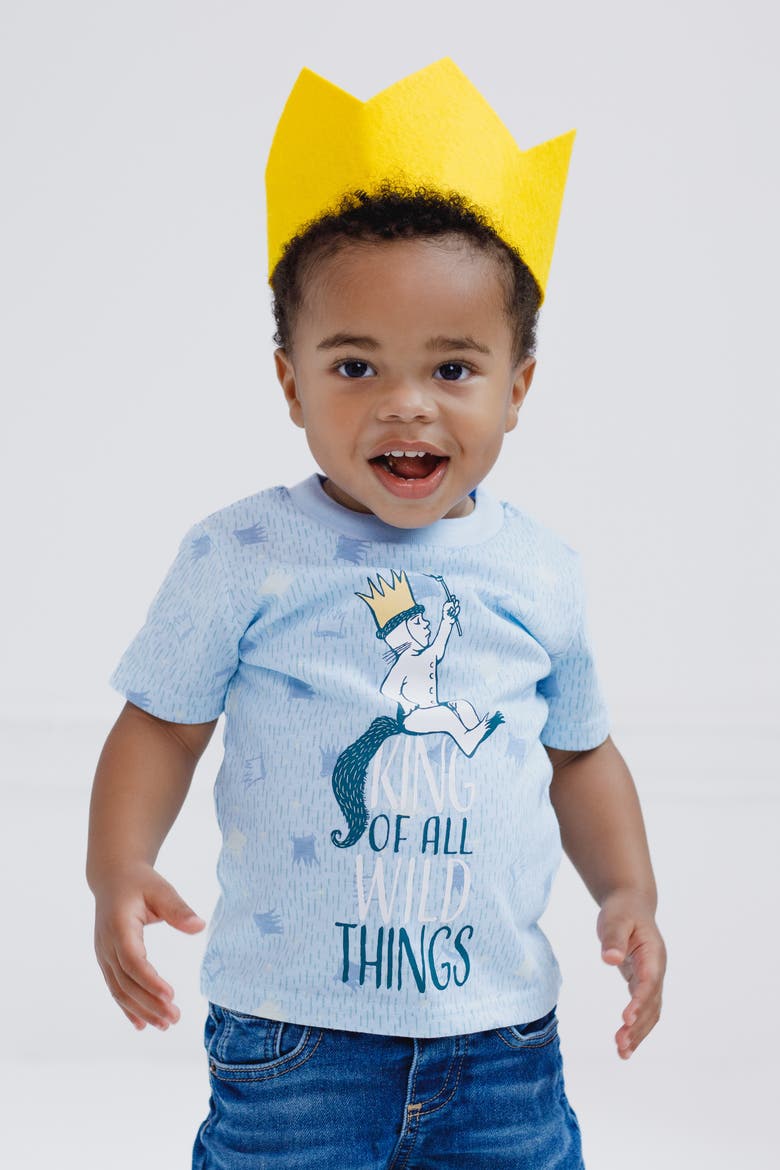 Where the Wild Things Are Max 2-Piece T-Shirt and Crown Set, Alternate, color, Max Light Blue