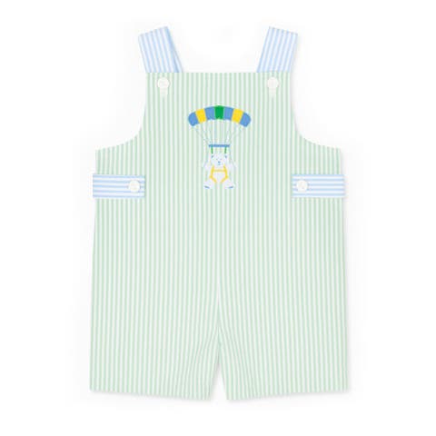Seersucker Shortall With Parachute Bear (Baby)