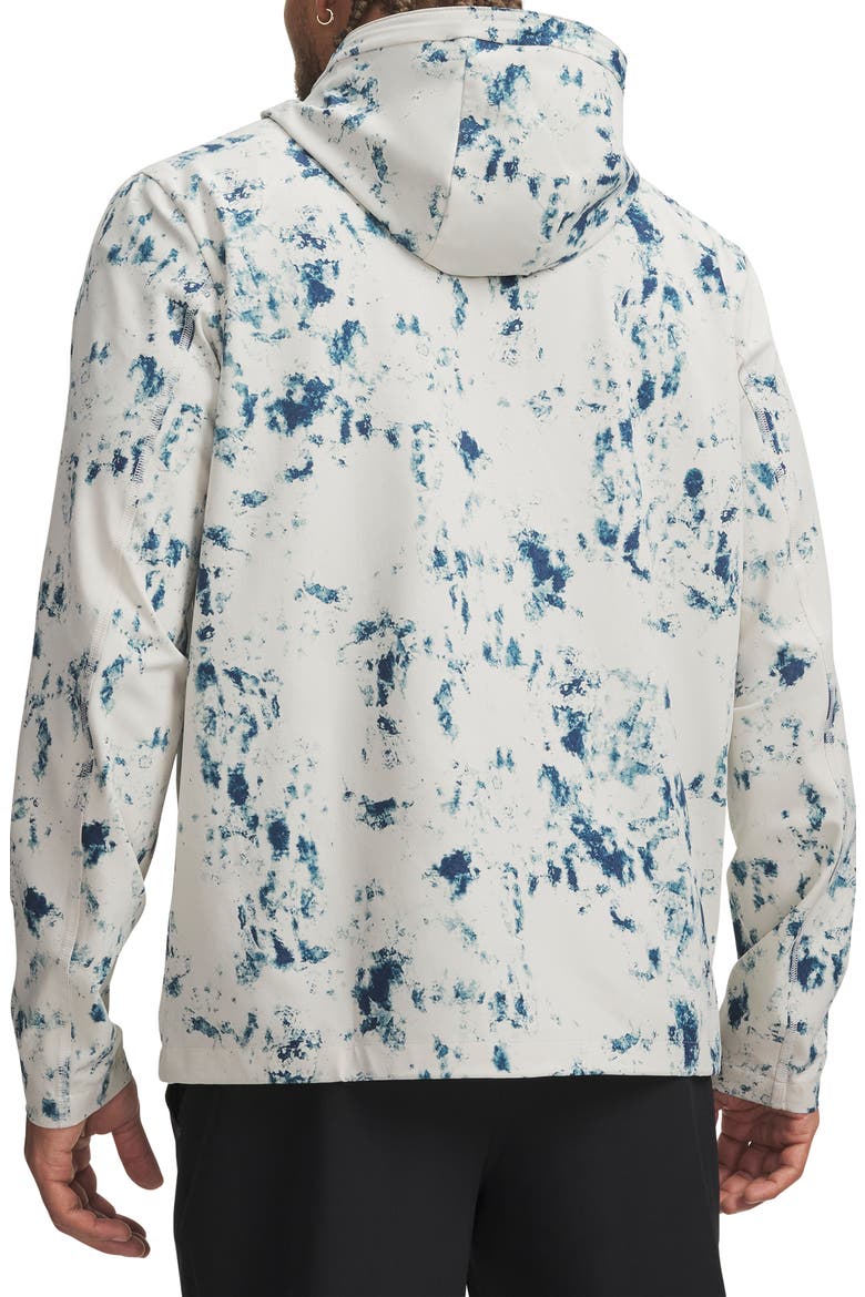 UA Unstoppable Printed Woven Full Zip Hoodie, Alternate, color, SUMMIT WHITE