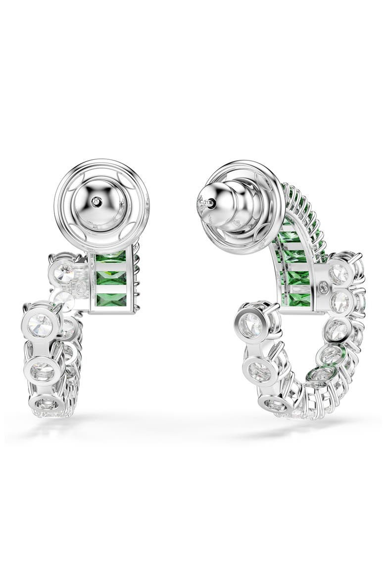 Matrix Hoop Earrings, Alternate, color, RHODIUM/ GREEN